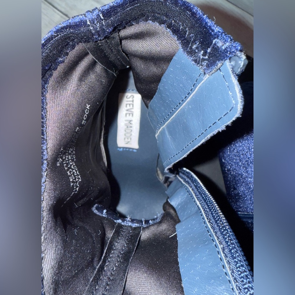 Steve Madden Blue Velvet Ankle Boots - Picture 7 of 7